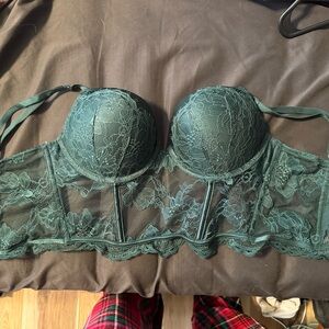 Victoria's Secret Emerald Lace Longline Bustier Bra